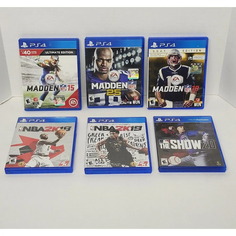 PS4 Sports Game Lot (6) Madden NFL 15 25 18 NBA 2K19 MLB The Show 20 Bundle